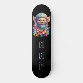 *~* Bart Troll AP89 Neon Rainbow Initials Floral Skateboard