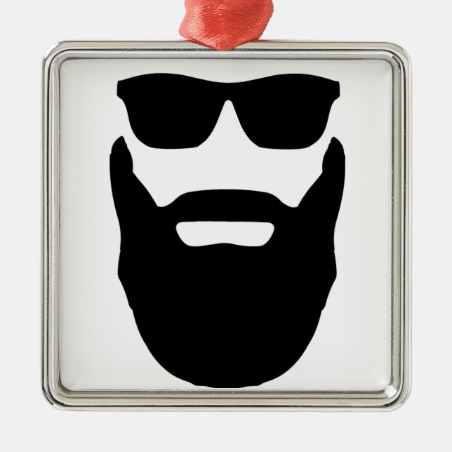 Bart und Sonnenbrille Silbernes Ornament (Vorne)