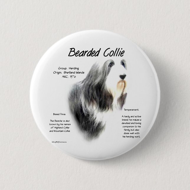 Barta Collie History; Liebe Barted Colliese Button (Vorderseite)