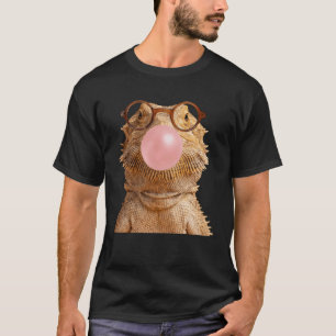 Bartagame mit Brille beim Aufblasen von Bubble Gum T-Shirt