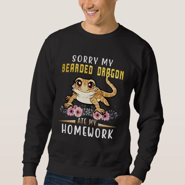 Bartagame Süße Echse Bartagame Hat Meine Hausaufga Sweatshirt (Vorderseite)