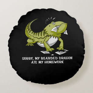 Bartard Dragon Ate My Hausaufgaben Student Lizard Rundes Kissen