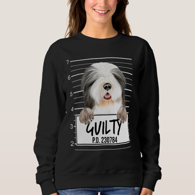 Bartcollie-Mugshot schuldig Hund Sweatshirt (Vorderseite)