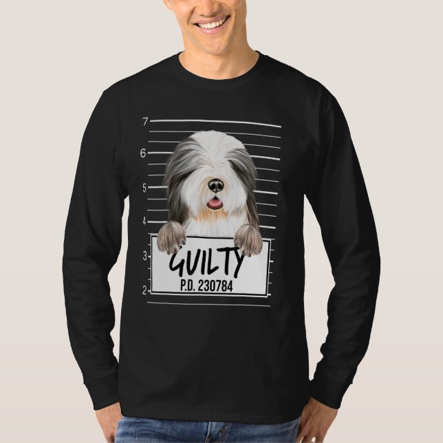Bartcollie-Mugshot schuldig Hund T-Shirt (Vorderseite)
