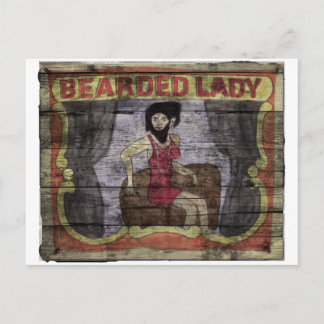 Bartdame Vintag Canival Banner Postkarte