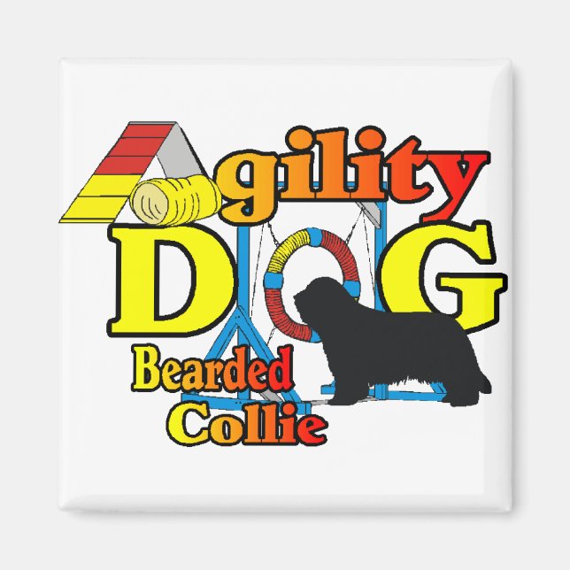 Bartded Collie Agility Geschenke Magnet (Vorne)
