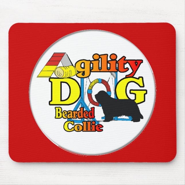 Bartded Collie Agility Geschenke Mousepad (Vorne)