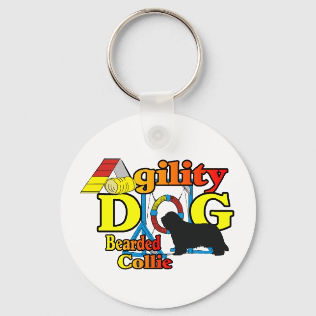 Bartded Collie Agility Geschenke Schlüsselanhänger (Vorderseite)