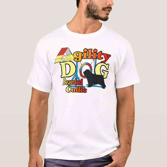 Bartded Collie Agility Geschenke T-Shirt (Vorderseite)