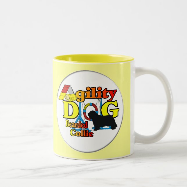 Bartded Collie Agility Geschenke Zweifarbige Tasse (Rechts)