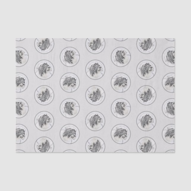 Bartded Collie Beardie Black Zeichne Niedliche Dog Seidenpapier (Vorderseite)