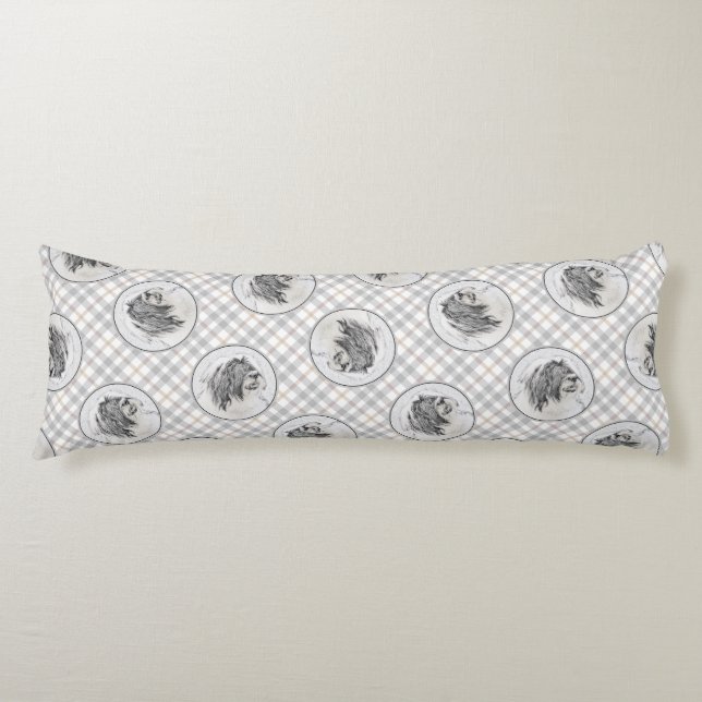 Bartded Collie Beardie Black Zeichne Niedliche Dog Seitenschläferkissen (Vorderseite)