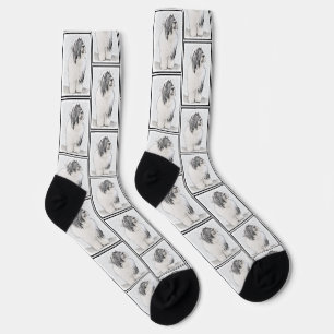 Bartded Collie Beardie Black Zeichne Niedliche Dog Socken