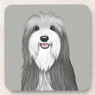 Bartded Collie Cartoon Dog Getränkeuntersetzer