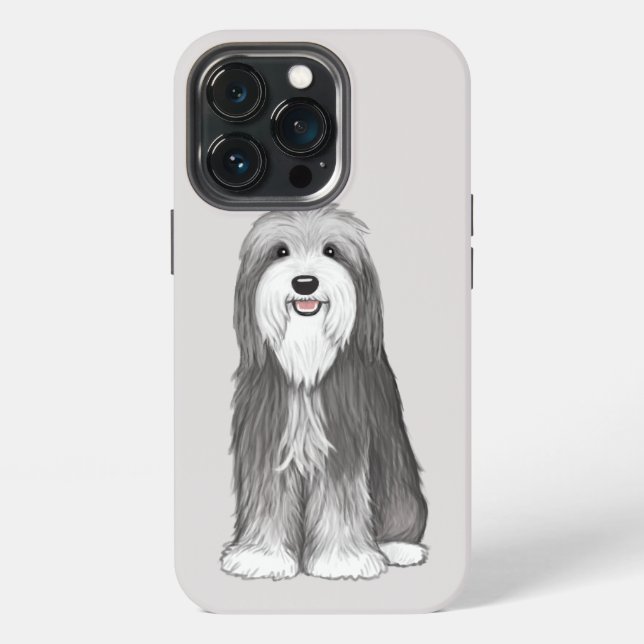 Bartded Collie Cartoon Dog iPhone Hülle (Hinten)