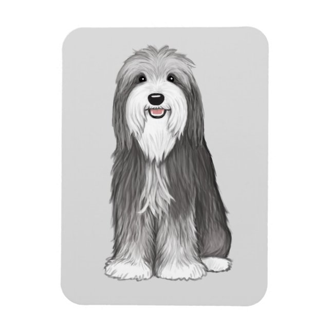 Bartded Collie Cartoon Dog Magnet (Vertikal)