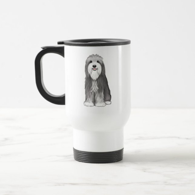 Bartded Collie Cartoon Dog Reisebecher (Links)