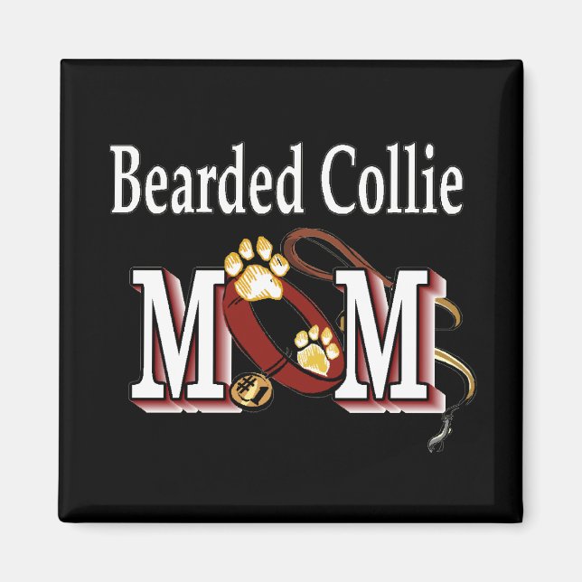 Bartded Collie Dog MAMA Magnet (Vorne)
