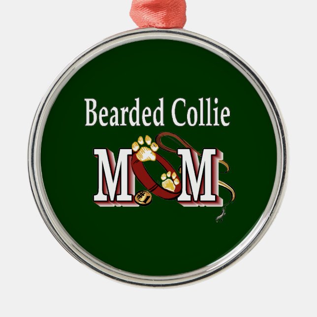 Bartded Collie Dog MAMA Ornament Aus Metall (Vorne)
