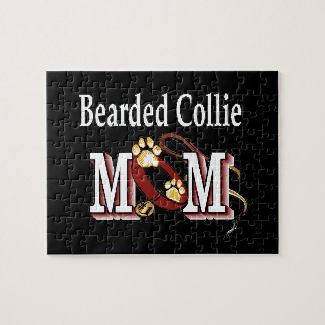 Bartded Collie Dog MAMA Puzzle (Horizontal)