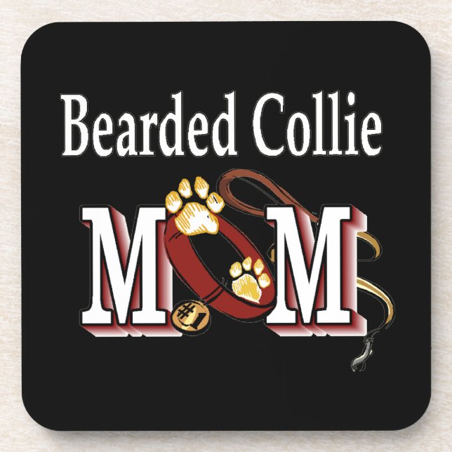 Bartded Collie Dog MAMA Untersetzer (Vorderseite)