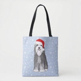 Bartded Collie Holiday Niedlicher Hund Weihnachten