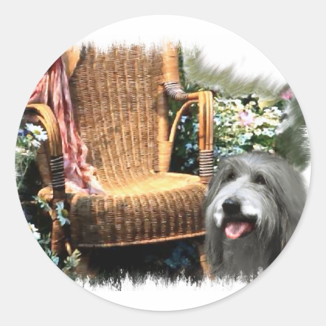 Bartded Collie Kunstgeschenke Runder Aufkleber (Vorderseite)