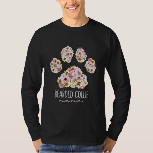 Bartded Collie Mama Floral Paw Mama T-Shirt
