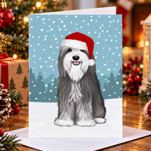 Bartded Collie Niedlich Dog Custom Feiertagskarte