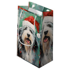 Bartded Collie Weihnachtsmalerei Kleine Geschenktüte