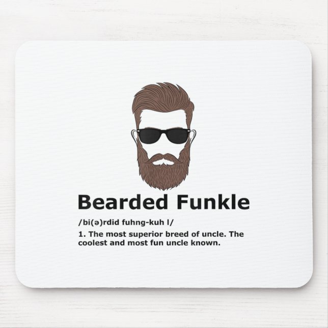 Bartded Funkle Shirt Funny Oncle Definition Mousepad (Vorne)