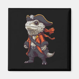 Bartdrache, verkleidet als Piratenfeuer Magnet