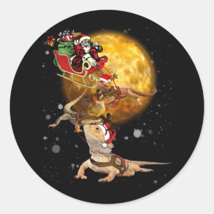 Bartdrachenweihnachtsfest für Reptilienrübe Runder Aufkleber