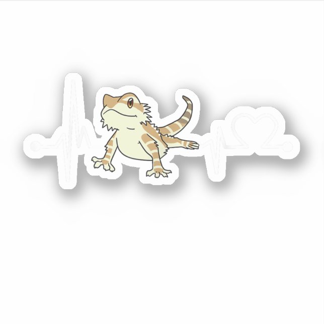 Bartdragon Heartbeat Funny Animal Aufkleber (Vorderseite)