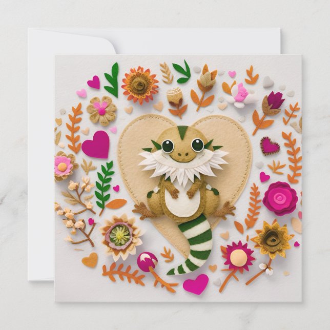 Bartdragon romantisch feiertagskarte (Vorderseite)