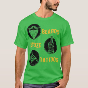Bärte Booze Tattoos Fathers Day Geschenk 9 T-Shirt