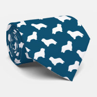 Barted Collie Dog Silhouetten Muster Blau