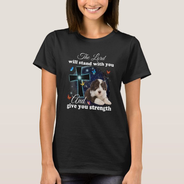 Barted Collie Hund der Herr wird mit dir stehen T-Shirt (Vorderseite)