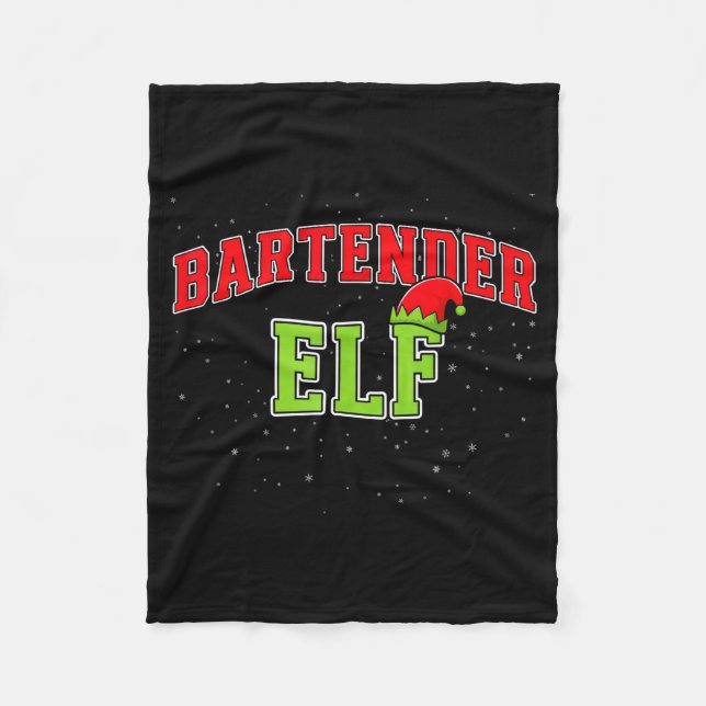 Bartender Elf Christmas Family Matching Group Xmas Fleecedecke (Vorderseite)