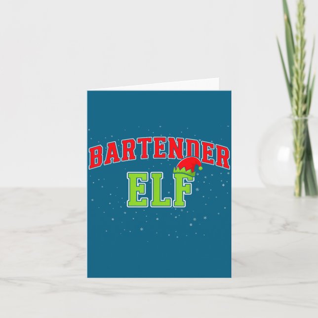 Bartender Elf Christmas Family Matching Group Xmas Karte (Vorderseite)