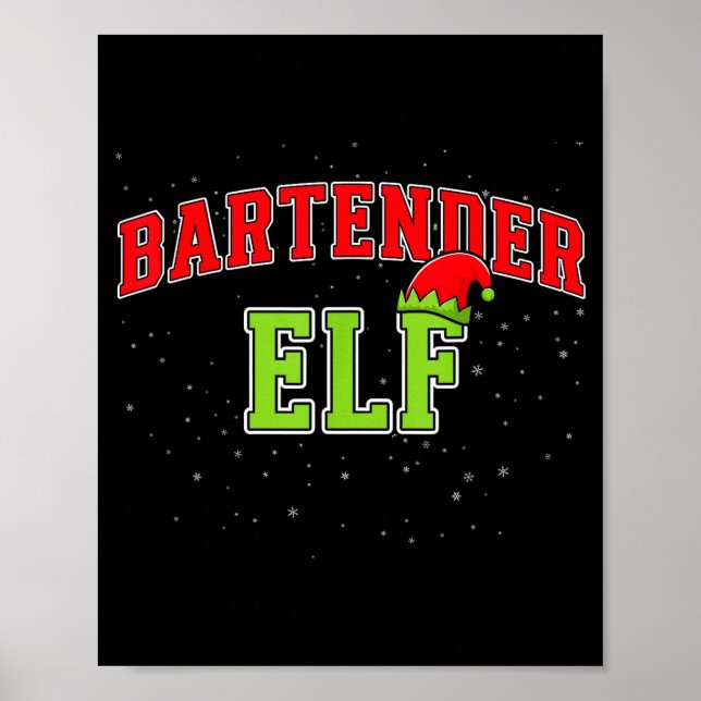 Bartender Elf Christmas Family Matching Group Xmas Poster (Vorne)