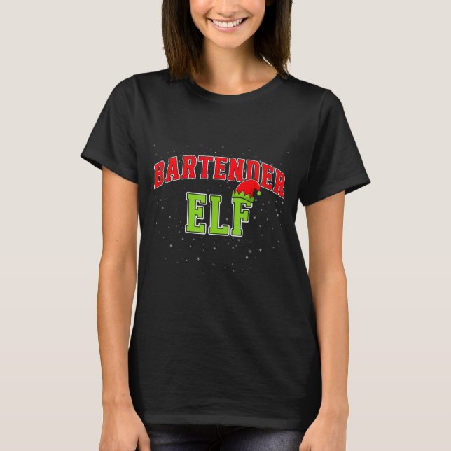 Bartender Elf Christmas Family Matching Group Xmas T-Shirt (Vorderseite)