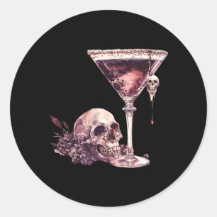 Bartender Halloween Martini-Glas Totenkopf Mixolog Runder Aufkleber