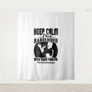 Bartender-Shirt - Bleib ruhig, dieser Barkeeper T- Wandteppich