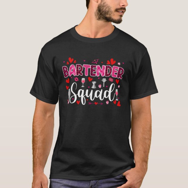 Bartender Squad Cute Tools Hearts Costume Valentin T-Shirt (Vorderseite)