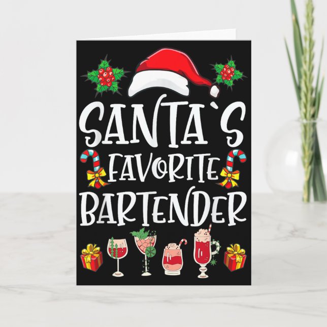 Bartender Weihnachtsgeschenk Santas Lieblingsbarke Karte (Vorderseite)