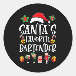 Bartender-Weihnachtsgeschenk Santas Lieblingsbarke Runder Aufkleber