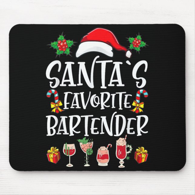 Bartender-Weihnachtsgeschenk Santas Lieblingsbarte Mousepad (Vorne)