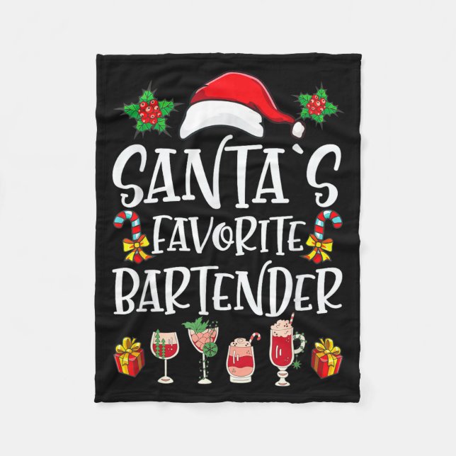 Bartender Xmas Gift Santa's Favorite Bartender Chr Fleecedecke (Vorderseite)