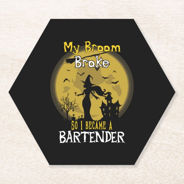 Bartenderin Hexe Halloween Untersetzer (Vorderseite)
